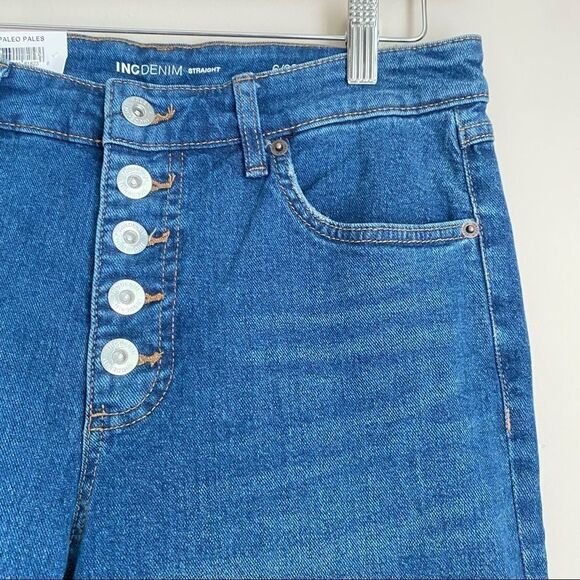 INC Women 6 / 28 High Rise Straight Leg Jeans Medium Wash Button Fly Ankle - Picture 4 of 8